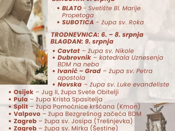 Gdje se slavi blagdan/spomendan Bl. Marije Propetoga