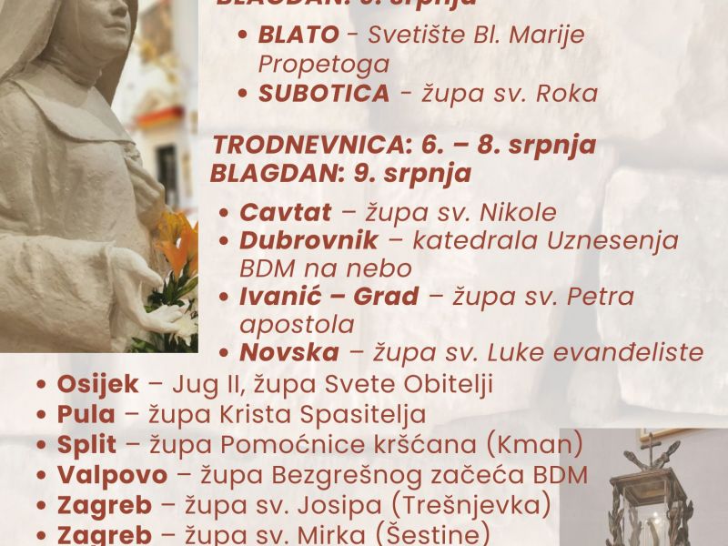 Gdje se slavi blagdan/spomendan Bl. Marije Propetoga
