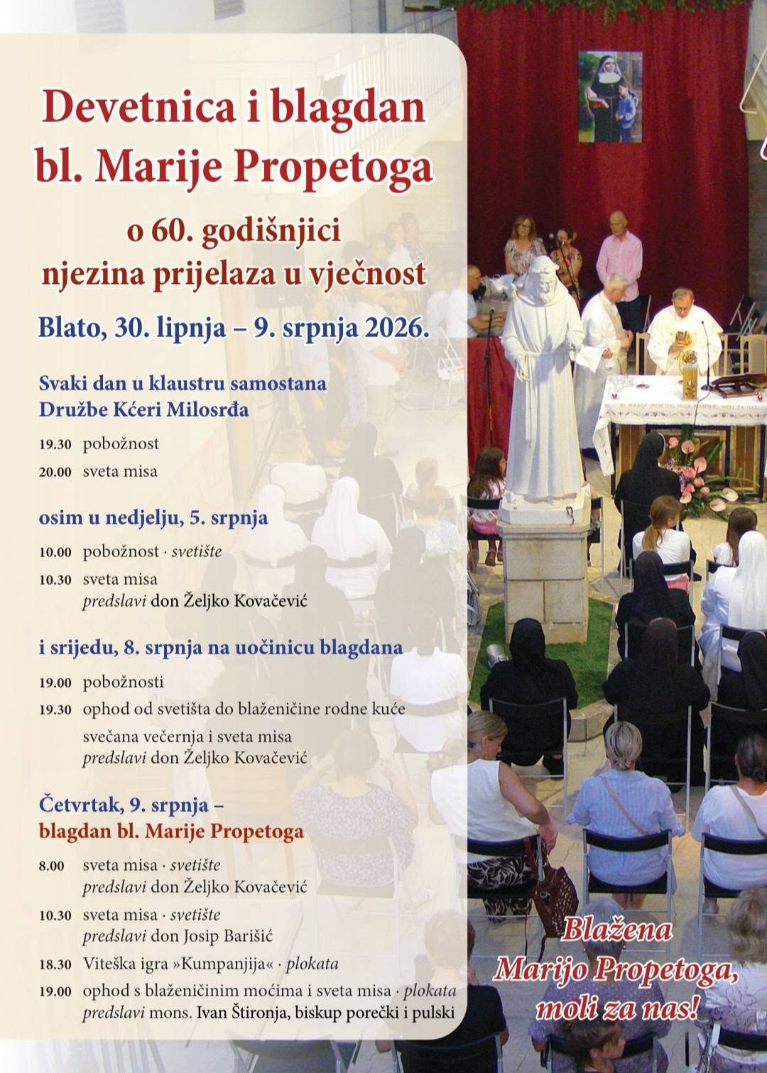 Blato obilježava 60. godišnjicu prijelaza u vječnost bl. Marije Propetoga